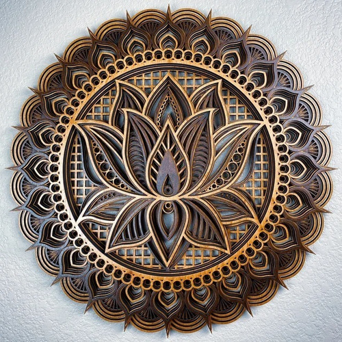 Mandala Circular De Madera Estilo Floreado Afj