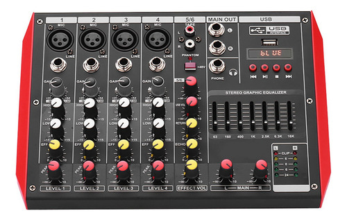 Mesa De Mezclas Para Live Mixer Portátil D6 Bt 6 Canales