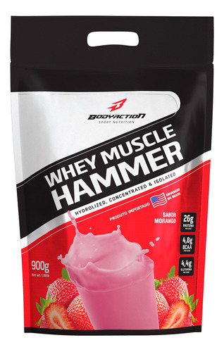 Whey Muscle Hammer 900gr Morango Bodyaction