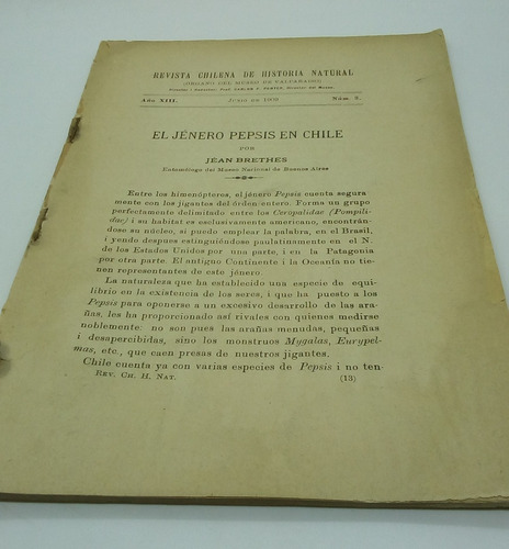 Revista Chilena De Historia Natural: Año Xiii. Junio De 1909