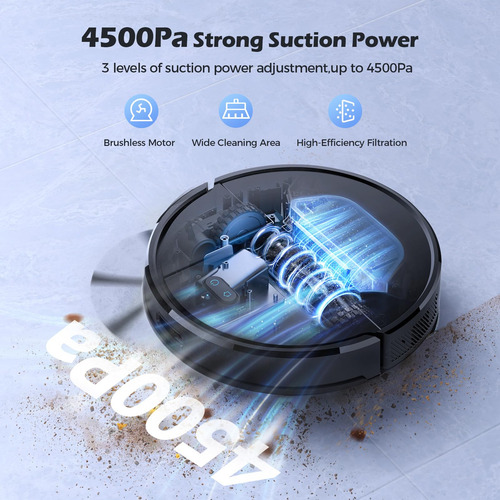 Robot Aspirador 4500pa 3 En 1 Con Mapeo Y Navegación Lidar