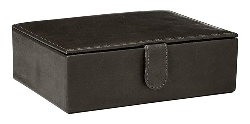 Caja De Regalo De Cuero Grande Negro, Negro