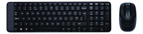 Kit de teclado y mouse inalámbrico Logitech MK220 Inglés de color negro