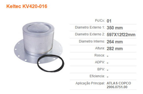 Elemento Separador 2906075100 Atlas Copco/kv420-016