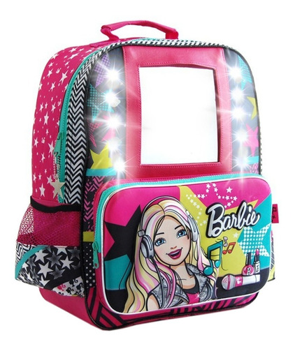 Mochila Espalda Grande 16 PuLG Barbie Con Espejo Y Luz Tv