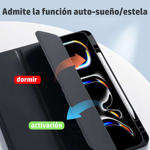 Funda Para iPad Pro 13 Pulgadas M4 2024 Con Ranura Lápiz Negro Transparente