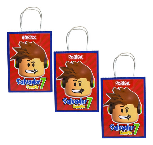 Bolsa Personalizada Cotillon Cumpleaños  X12 Roblox 