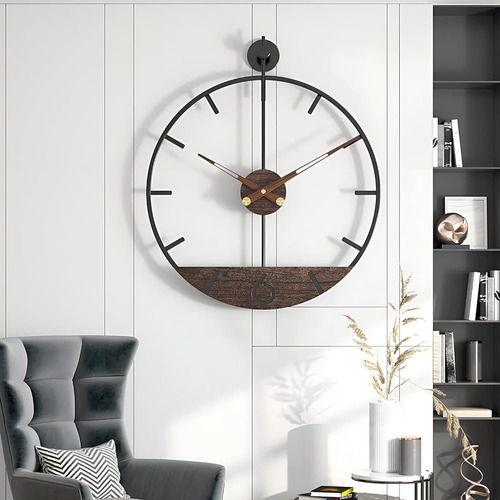 Gudemay 20inch Reloj De Pared De Metal Grande Rústico Ronda 