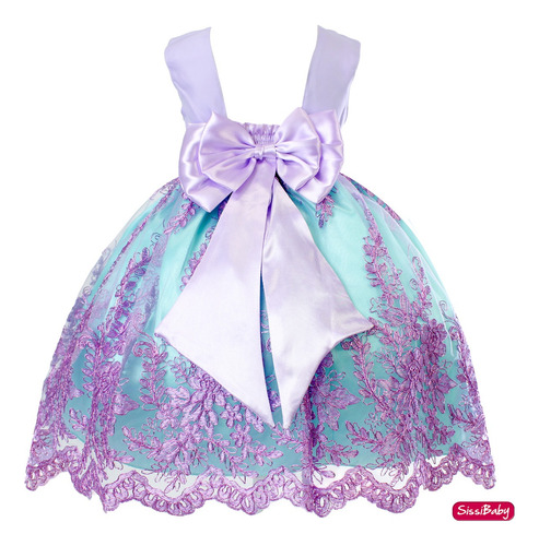 Vestido Infantil Pequena Sereia Ariel Princesa Fundo Do Mar