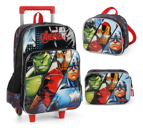 Kit Mochila Com Rodinhas Infantil Vingadores Avengers Luxcel