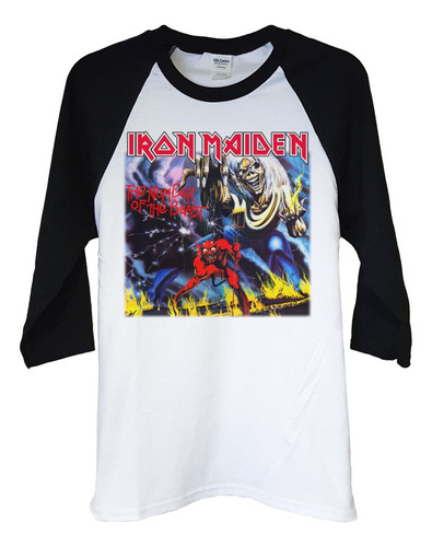 Polera Raglan 3/4 Iron Maiden The Number O Metal Abominatron