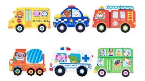 Puzzles Rompecabezas De Autitos Juego Didáctico De Madera