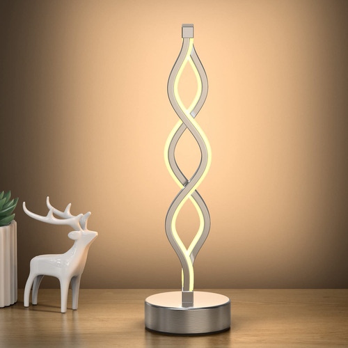 Nuür Infinity Lámpara De Mesa Led En Espiral Plateada