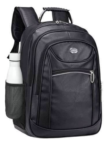 Mochila Costas Notebook Couro Pu Executiva Multifuncional Reforçada Cabo De Aço