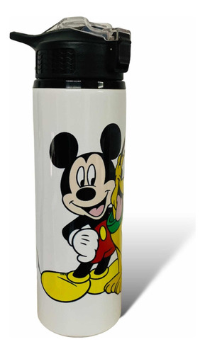 Cilindro Para Agua Mickey Mouse Y Pluto Color Blanco