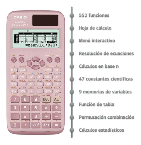 Calculadora Cientifica Fx-991ex Classwiz 552 Funciones Rosa