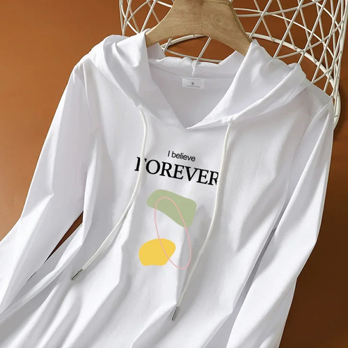 Sudadera Con Capucha De Manga Larga De Algodón Para Mujer