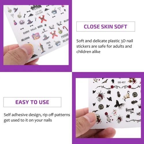 Adhesivos De Uñas Skz Stickers Para Halloween, 12 Hojas