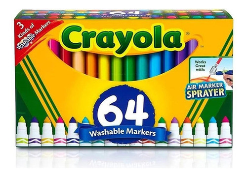 64 Plumones Gruesos Lavables Crayola