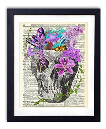 Cuadro Decorativo Calavera Con Flores Y Cristales