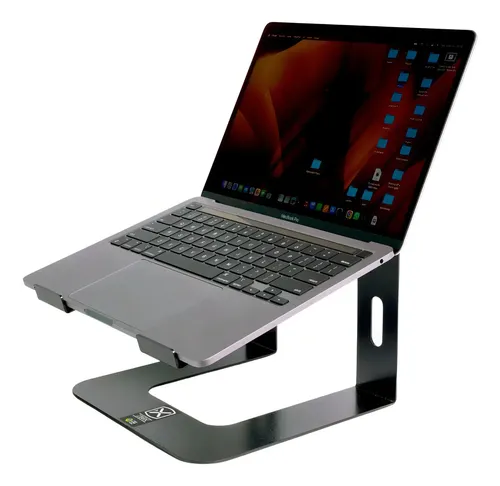 Suporte preto Ibox com notebook elevado