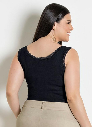 Imagem 2 de 8 de Blusa Regata Feminina Plus Size Canelada Varias Cores