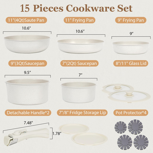 Juego De Utensilios De Cocina Soday, 15 Unidades, Antiadhere