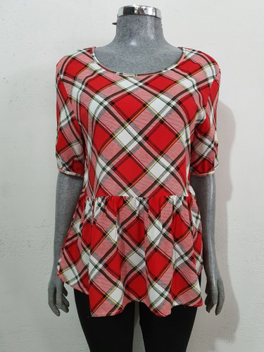 Blusa Casual De Dama A Cuadros Moda Juvenil