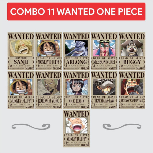 Cartel Wanted One Piece X 11 - Los Que Faltaban - Animeras
