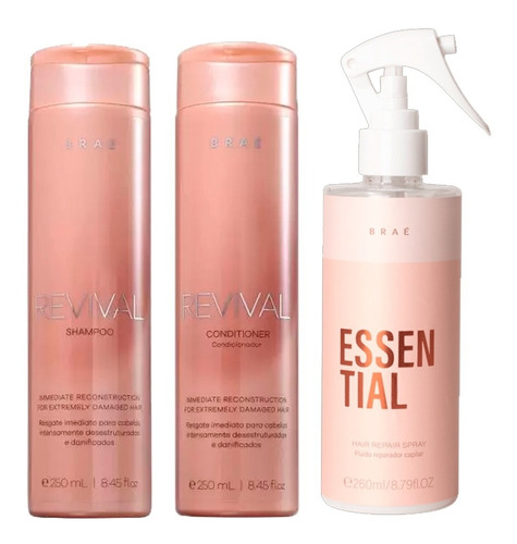Braé Revival Kit - Shampoo, Condicionador E Spray Essential