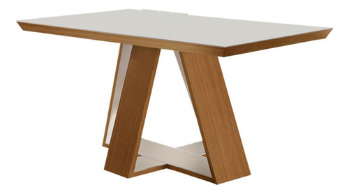 Mesa De Madeira Viena 120cm Com Vidro Cinamomo/off White