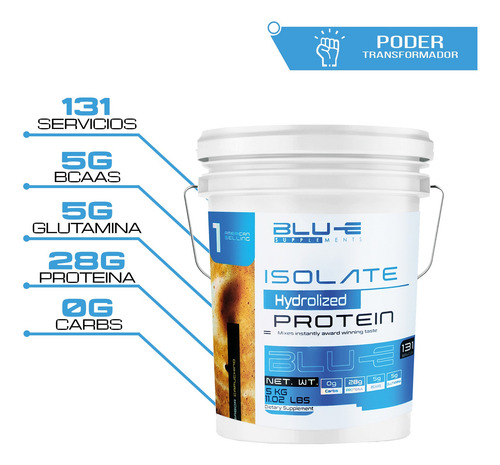 Proteína Whey Hidrolizada Isolate Blu-e 5 Kg Varios Sabores Capuchino