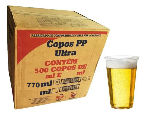 Copo Descartável Plástico 770ml Pp Post Mix Liso (1cx) C/500 Cor Transparente