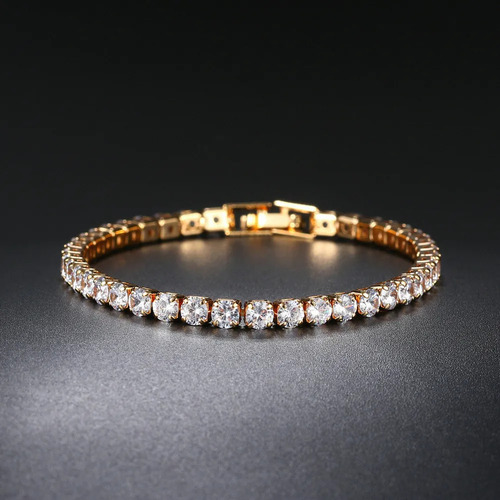 Pulsera Redonda Con Cadena De Tenis Llena De Diamantes