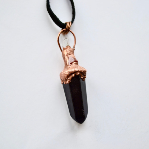 Imagen 5 de 8 de Collar Pendulo De Obsidiana, Jaspe Rojo Y Cuarzo, Cod1