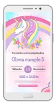 Comprar Invitación Tarjeta Digital Personalizada - Unicornio Unicornio Arcoíris