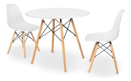 Kit Mesa Jantar Eames Eiffel 120cm + 2 Cadeiras Eames Eiffel Cor Branco