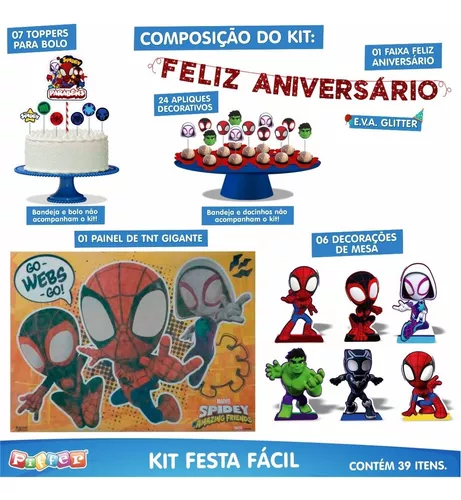 Kit Festa Fácil Spidey Amazing Friends - 39 PÇs - 1 UN - Piffer