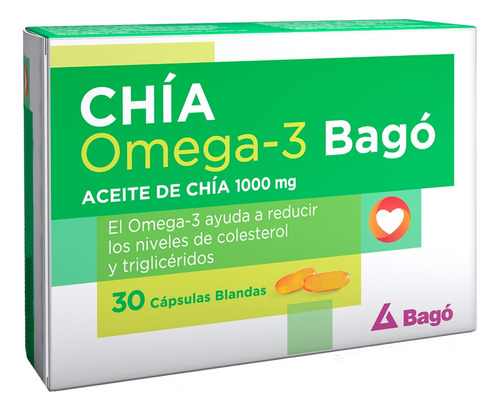 Aceite De Chia Bagó 1000 Mg Omega 3 Colesterol X 30 Capsulas