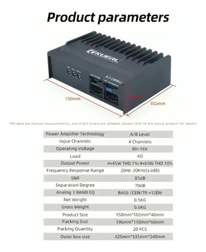 Amplificador Dsp K2 Para Pantallas Android 4 Vias Kuerl 150w
