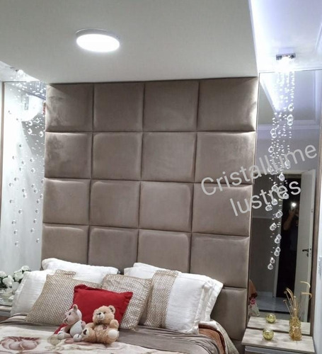 Pendente Cristal Legítimo P/ Cabeceira Lavabo + Led + Estrutura 150cm Led Branco 110v/220v