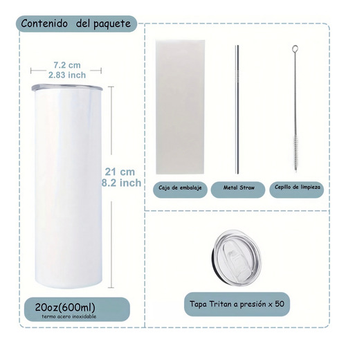 Termo Skinny De Acero Popote 600ml Chelada Mod.g23