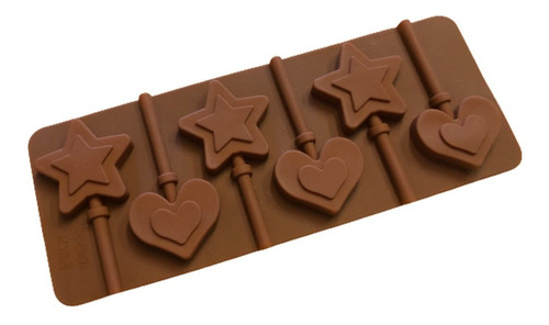 Moldes De Silicona Chupetines Chocolate  Estrella Y Corazón