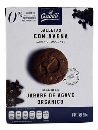 2 Pzs Gaveti Sin Azucar Galletas Con Avena Sabor Chocolate 2