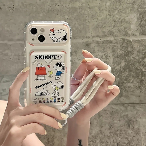 * Capa Para Celular Snoopy Com Lente E Cartão