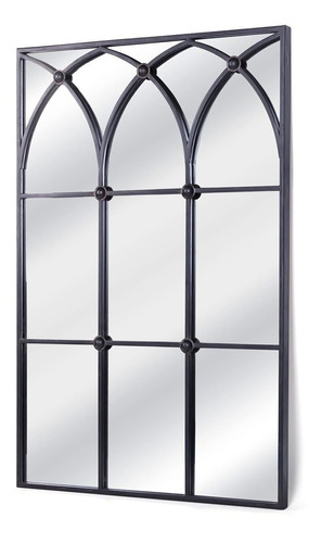 Nikky Home Espejo Ventana Arqueado Metal Rectangular Rustico