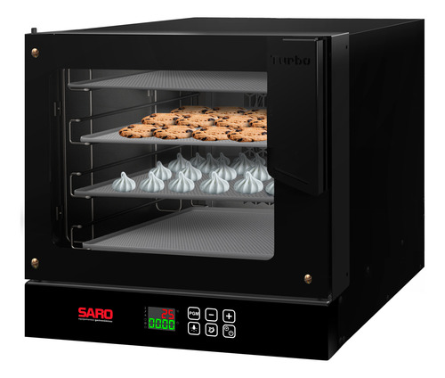 Forno De Bancada Digital Turbo Elétrico Com 4 Esteiras Preto