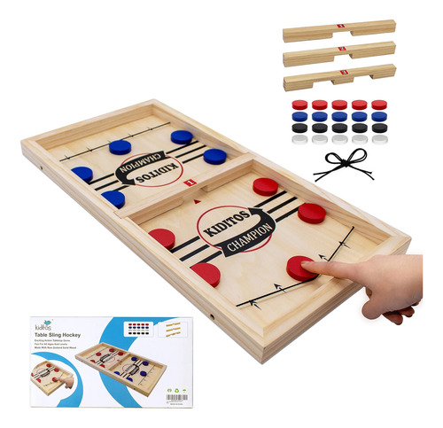 Kiditos 22.4 Fast Sling Puck Game Juego De Hockey De Madera,