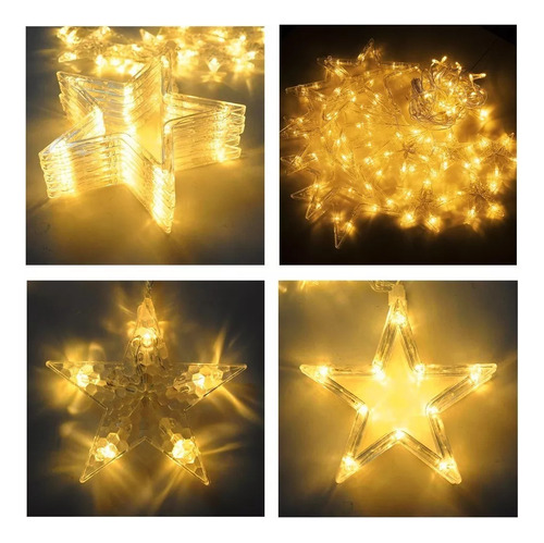 Cortina Luces Estrella Led Decoración Navidad Figuras 6 Mts