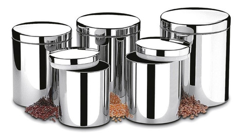 Conjunto Potes Para Mantimentos 5 Peças Inox Brinox